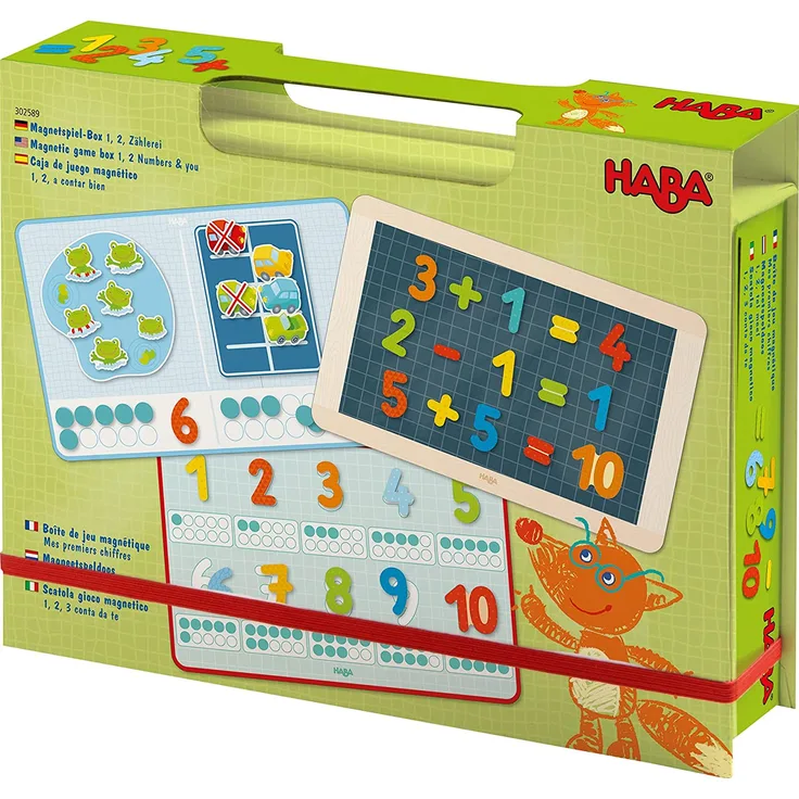 HABA 302589 - Magnetspiel-Box 1, 2, Zählerei | Fröhlich-buntes Zahlen-Legespiel ab 4 Jahren | Zum spielerischen Kennenlernen von Mengen und Lösen erster Rechenaufgaben - Preisvergleich