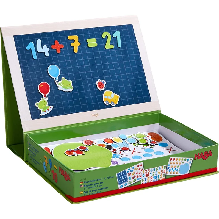 HABA 302589 - Magnetspiel-Box 1, 2, Zählerei | Fröhlich-buntes Zahlen-Legespiel ab 4 Jahren | Zum spielerischen Kennenlernen von Mengen und Lösen erster Rechenaufgaben - Preisvergleich – Bild 2