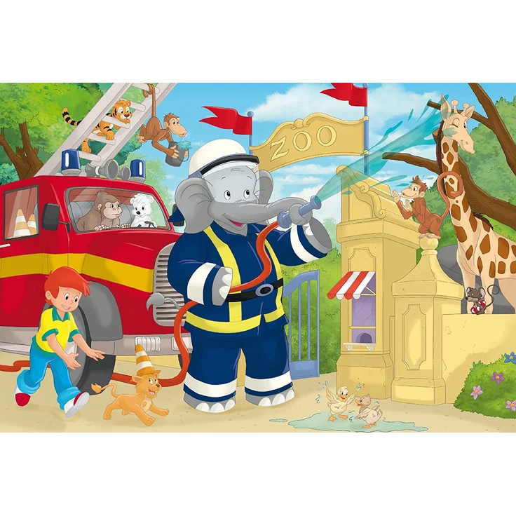 Schmidt Spiele Puzzle 56209 The Elephant Benjamin Blümchen, Immer im Einsatz, 3 x 48 Teile Kinderpuzzle, bunt – Bild 2