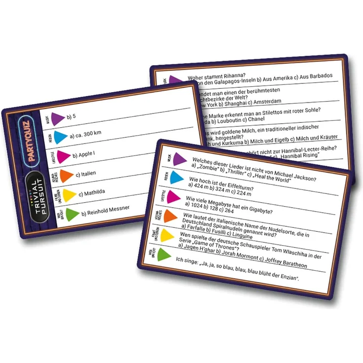 Winning Moves 11798 Trivial Pursuit Partyquiz: Wissensspiel mit 600 Fragen aus den Bereichen Reisen, Lifestyle, Kulinarisches, Filme und Serien, Wer Bin ich und Musik, Quizspiel – Bild 3