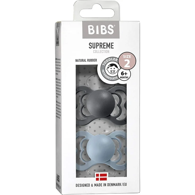 BIBS Schnuller Supreme Baby Blue / Iron Latex 6-36 Monate, 2 Stk. – Bild 3