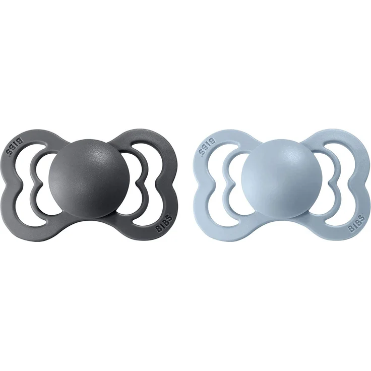 BIBS Schnuller Supreme Baby Blue / Iron Latex 6-36 Monate, 2 Stk. – Bild 2