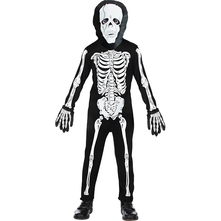 Widmann - Kinderkostüm Skelett, Anzug und Maske, Kostüm-Set für Kinder, Unisex, Schwarz-Weiß, Verkleidung, Karneval, Mottoparty, Halloween – Bild 1