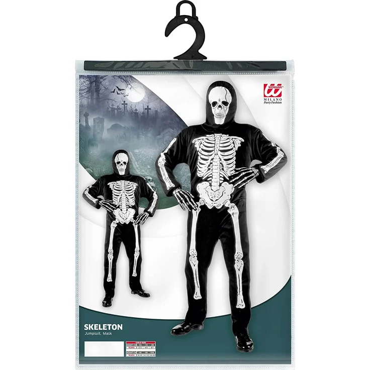 Widmann - Kinderkostüm Skelett, Anzug und Maske, Kostüm-Set für Kinder, Unisex, Schwarz-Weiß, Verkleidung, Karneval, Mottoparty, Halloween – Bild 3