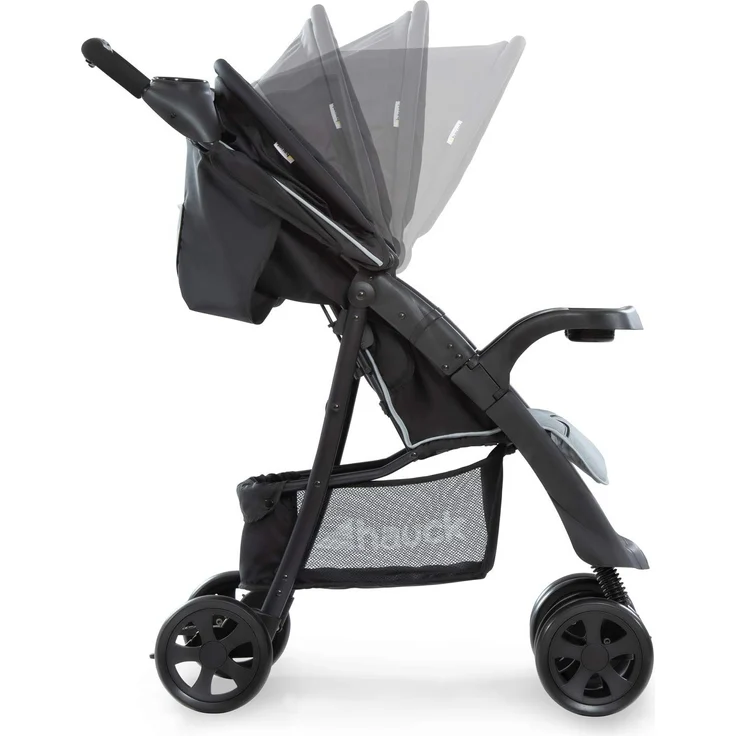 Hauck Shopper Neo II Buggy bis 25 kg mit Liegefunktion ab Geburt, klein zusammenfaltbar, Einhand-Faltmechanismus, leicht, 2 Getränkehalter, großer Korb, Caviar Silber/Grau – Bild 10