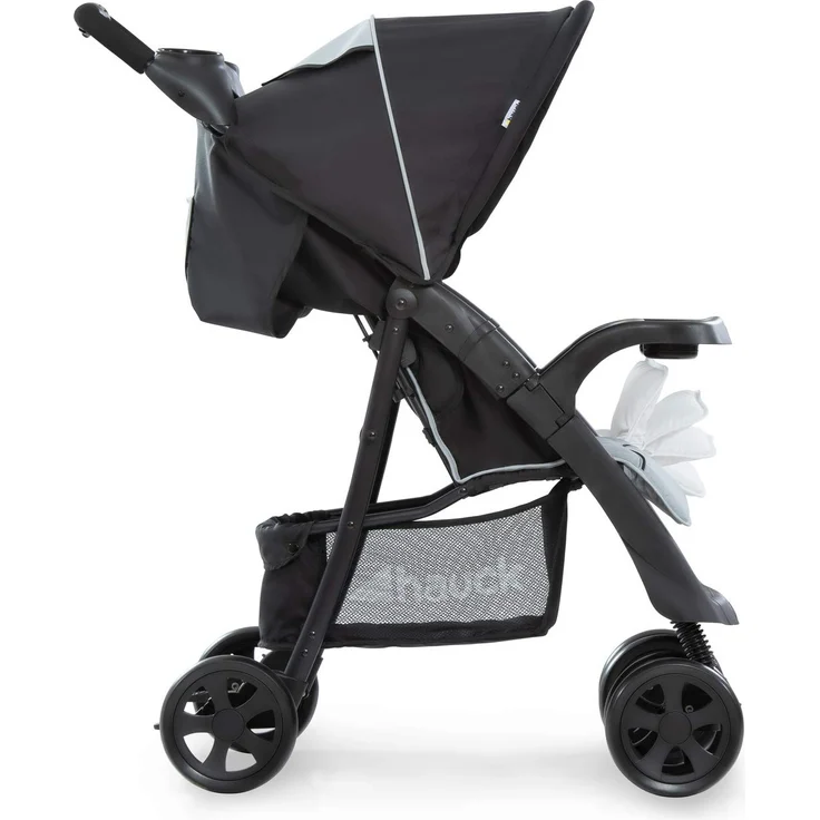 Hauck Shopper Neo II Buggy bis 25 kg mit Liegefunktion ab Geburt, klein zusammenfaltbar, Einhand-Faltmechanismus, leicht, 2 Getränkehalter, großer Korb, Caviar Silber/Grau – Bild 14