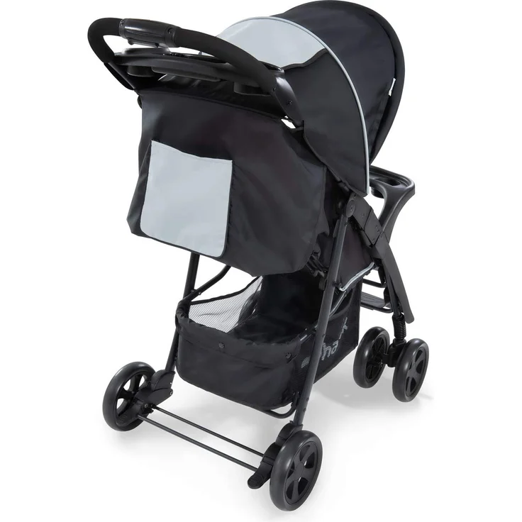 Hauck Shopper Neo II Buggy bis 25 kg mit Liegefunktion ab Geburt, klein zusammenfaltbar, Einhand-Faltmechanismus, leicht, 2 Getränkehalter, großer Korb, Caviar Silber/Grau – Bild 15
