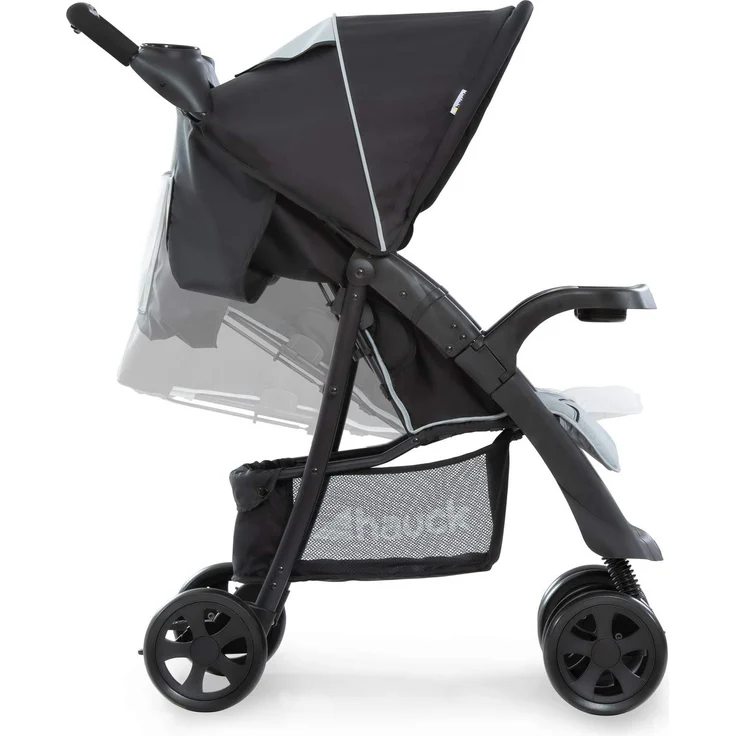 Hauck Shopper Neo II Buggy bis 25 kg mit Liegefunktion ab Geburt, klein zusammenfaltbar, Einhand-Faltmechanismus, leicht, 2 Getränkehalter, großer Korb, Caviar Silber/Grau – Bild 13
