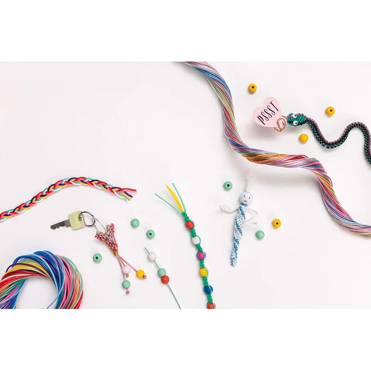 folia 73019 - Flechtschnüre Bastelset, 197 Teile - zum Gestalten individueller Scoubidous und Armbänder – Bild 6