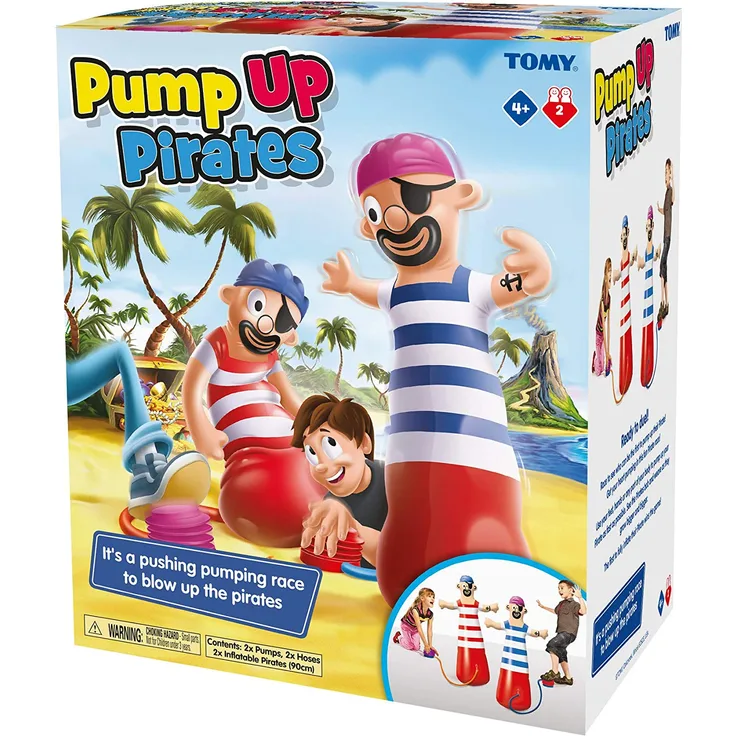 Tomy Pump Up Pirat Kinder Action Brettspiel Familie & Vorschulkinder Spiel Action Spiel für Kinder 4, 5, 6, 7, 8 Jahre alt Jungen & Mädchen & Erwachsene