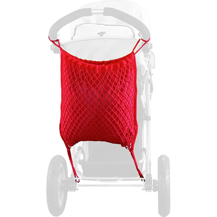 sunnybaby 12176 - Einkaufsnetz, Universalnetz für Jogger - Kinderwagen | mit praktischem Sichtschutz/Innenfutter | universeller Ankerverschluss - Farbe: ROT | Qualität: MADE in GERMANY