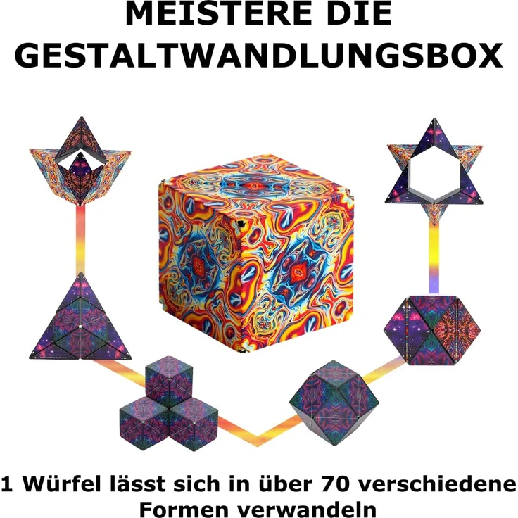 SHASHIBO Formwechsel Zauberwürfel - Preisgekrönt, Patentiert - Anti Stress Spielzeug – 36 Seltenerdmagnete - 3D Infinity Cube - Shashibo Magnetwürfel in Über 70 Formen Verwandelbar (Spaced Out) – Bild 4