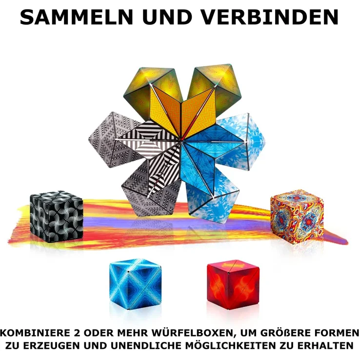 SHASHIBO Formwechsel Zauberwürfel - Preisgekrönt, Patentiert - Anti Stress Spielzeug – 36 Seltenerdmagnete - 3D Infinity Cube - Shashibo Magnetwürfel in Über 70 Formen Verwandelbar (Spaced Out) – Bild 6