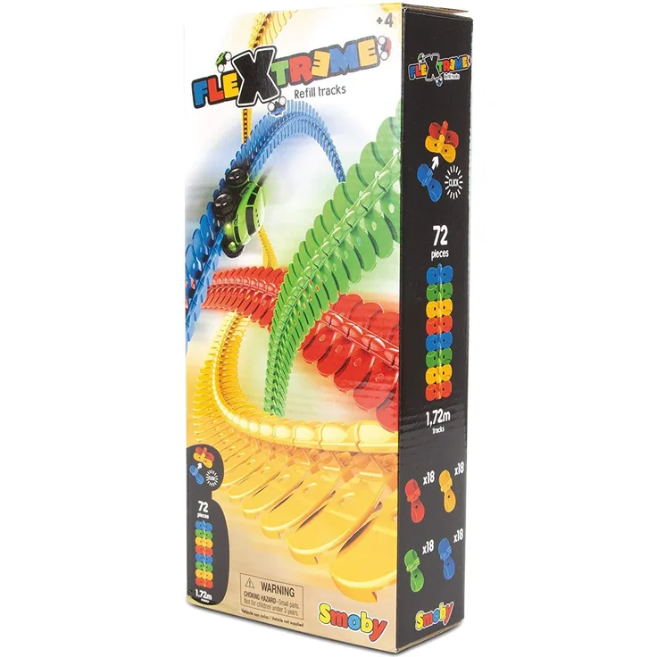 Smoby – FleXtreme Schienen-Erweiterung – 72 Schienen für FleXtreme Starter-Set, Rennbahn für Autos, für Kinder ab 4 Jahren, flexible Strecke mit Fahren-über-Kopf-Funktion
