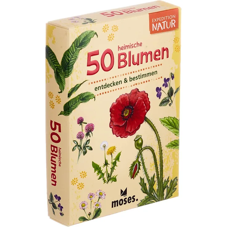 moses. Expedition Natur - 50 heimische Blumen | Bestimmungskarten im Set | Mit spannenden Quizfragen