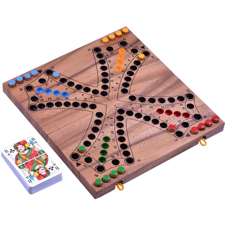 Tock für 4 Spieler - Spielfeld 27 x 26 cm - Gesellschaftsspiel mit Spielkarten – Bild 1