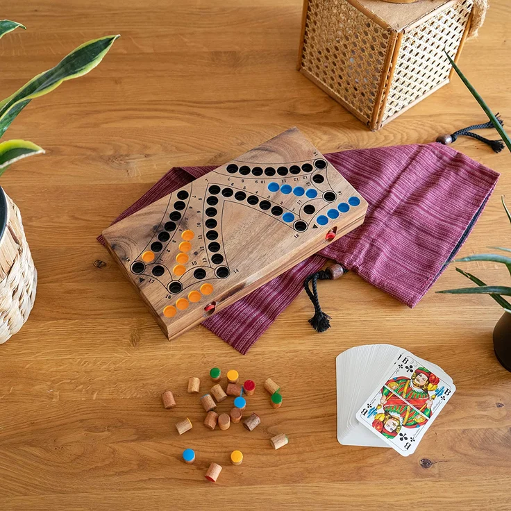 Tock für 4 Spieler - Spielfeld 27 x 26 cm - Gesellschaftsspiel mit Spielkarten – Bild 3