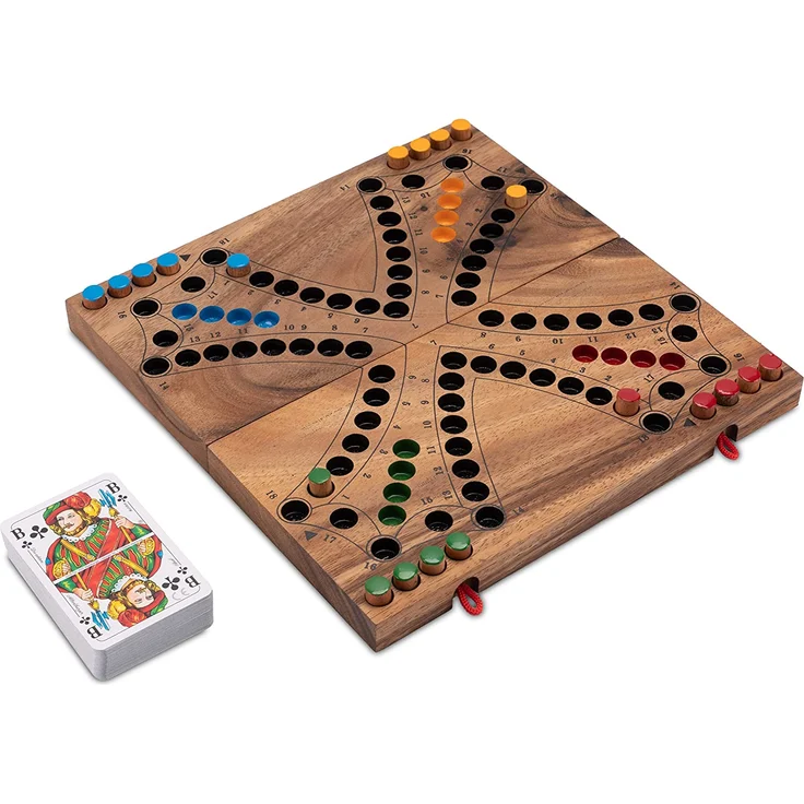Tock für 4 Spieler - Spielfeld 27 x 26 cm - Gesellschaftsspiel mit Spielkarten – Bild 5