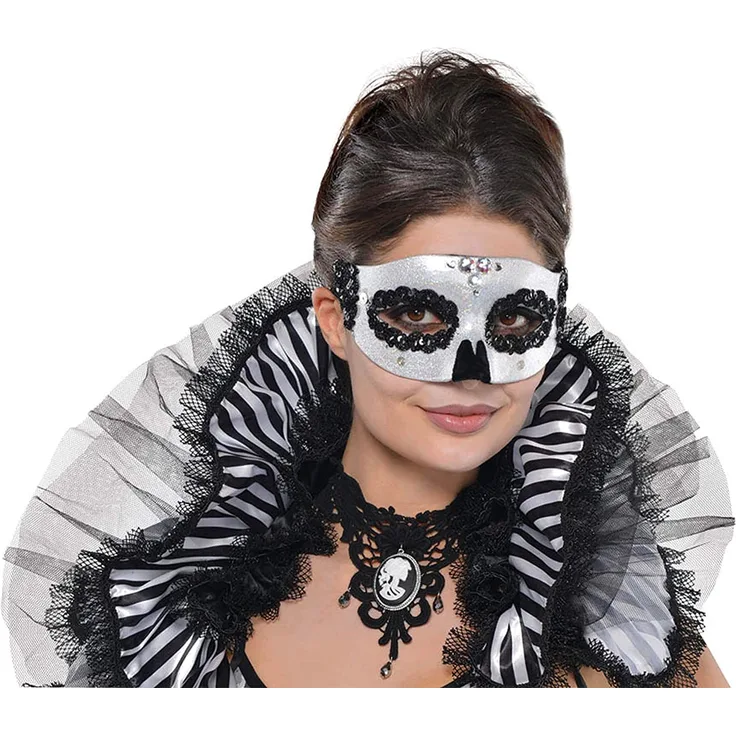 Maske Venezianische Damen schwarz/silber Einheitsgrösse
