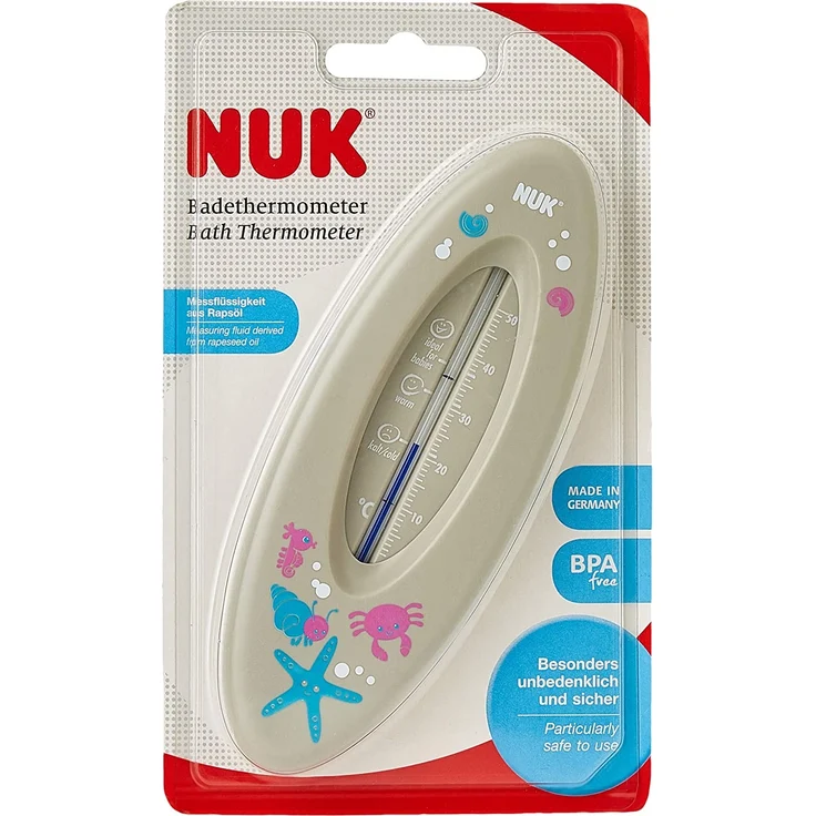 NUK 10256388 Badethermometer für sicheres Baden, natürliche Messflüssigkeit aus Rapsöl, Made in Germany, 1 Stück, grau – Bild 2