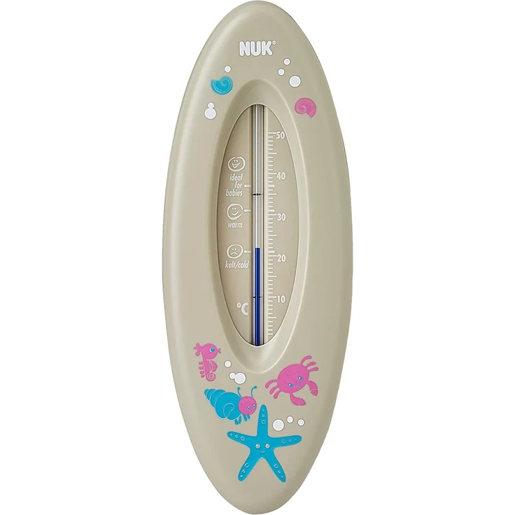 NUK 10256388 Badethermometer für sicheres Baden, natürliche Messflüssigkeit aus Rapsöl, Made in Germany, 1 Stück, grau – Bild 1