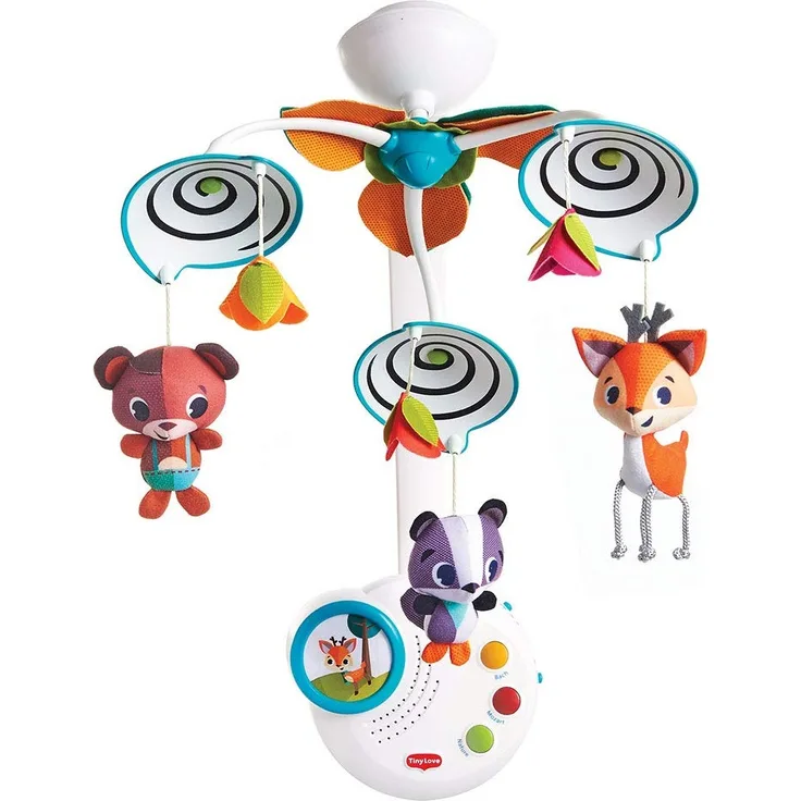 Tiny Love Baby-Mobile, hochwertiges 2-in-1 Musik-Mobile mit 3 wundervollen Melodien und 20 Min. Spieldauer, auch als tragbare Musik-Box nutzbar, Baby-Spieluhr ab der Geburt (0M+), Into The Forest