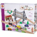 Eichhorn Bahn – Holzeisenbahn – Bahnset mit Brücke - 55 Teile