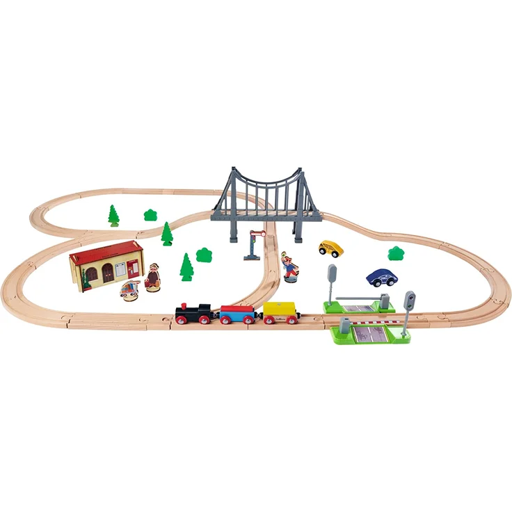 Eichhorn Bahn – Holzeisenbahn – Bahnset mit Brücke - 55 Teile – Bild 7