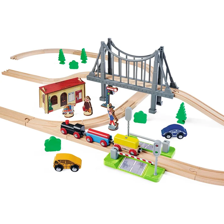 Eichhorn Bahn – Holzeisenbahn – Bahnset mit Brücke - 55 Teile – Bild 8