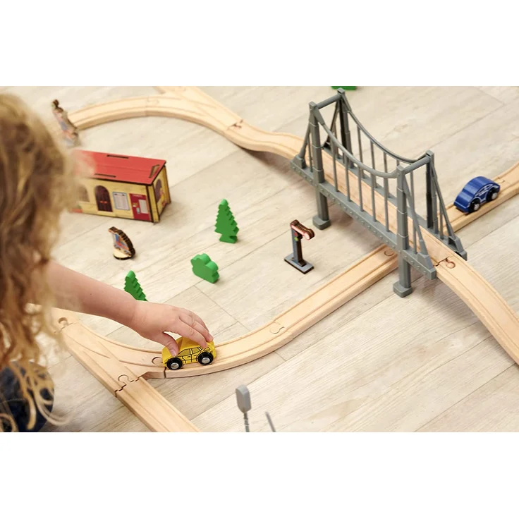 Eichhorn Bahn – Holzeisenbahn – Bahnset mit Brücke - 55 Teile – Bild 3