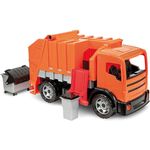 Lena M00002731 Starke Riesen Müllwagen, Giga Trucks Müllfahrzeug ca. 72 cm, robuster Müll LKW mit 2 Achsen, Müllauto Funktion und 2 Mülltonnen, XXL Spielfahrzeug für Kinder ab 3 Jahre, Orange, Grau