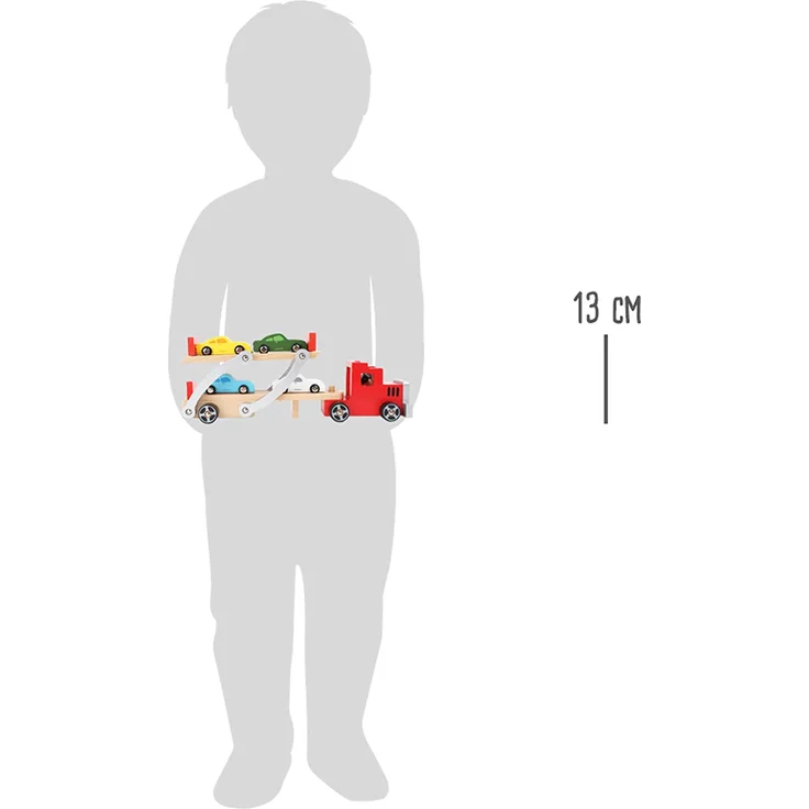 small foot Autotransporter/LKW aus Holz mit beweglicher Laderampe,Kinderspielzeug mit abnehmbarem Anhänger und 4 bunten Autos,ab 3 4222 – Bild 7