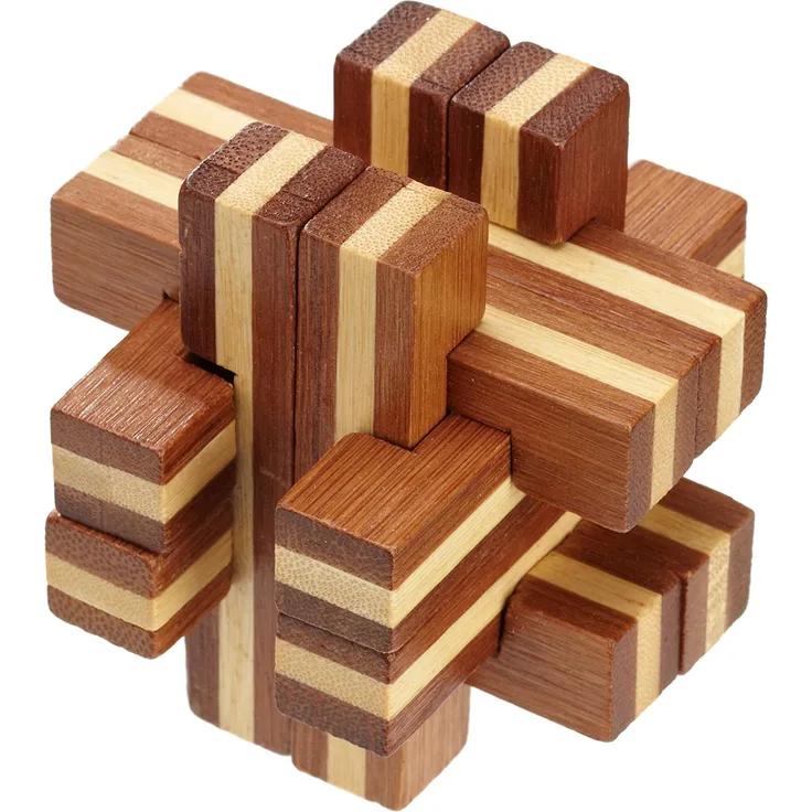 Philos 6060 - Cross Road Puzzle, Bambus, Green Games, 12 Puzzle Teile, Knobelspiel