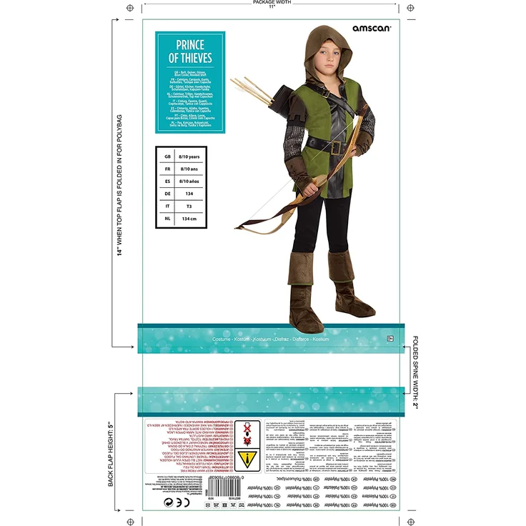 amscan Kind Jungen Teenager Prinz der Diebe Robin Hood Kostümbuch Kinder (14-16 Jahre) – Bild 2