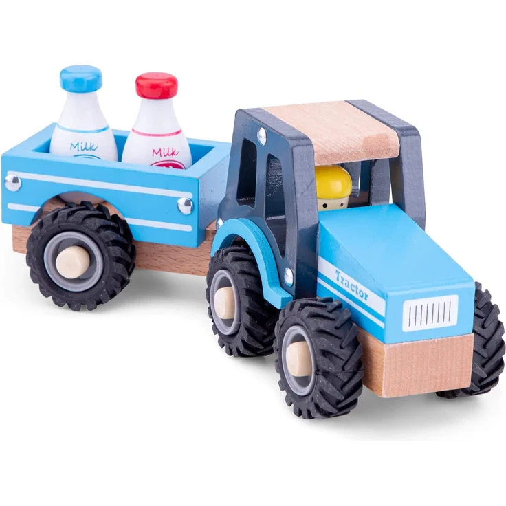 traktor Little Driver24 cm Holz blau 4-teilig – Bild 2