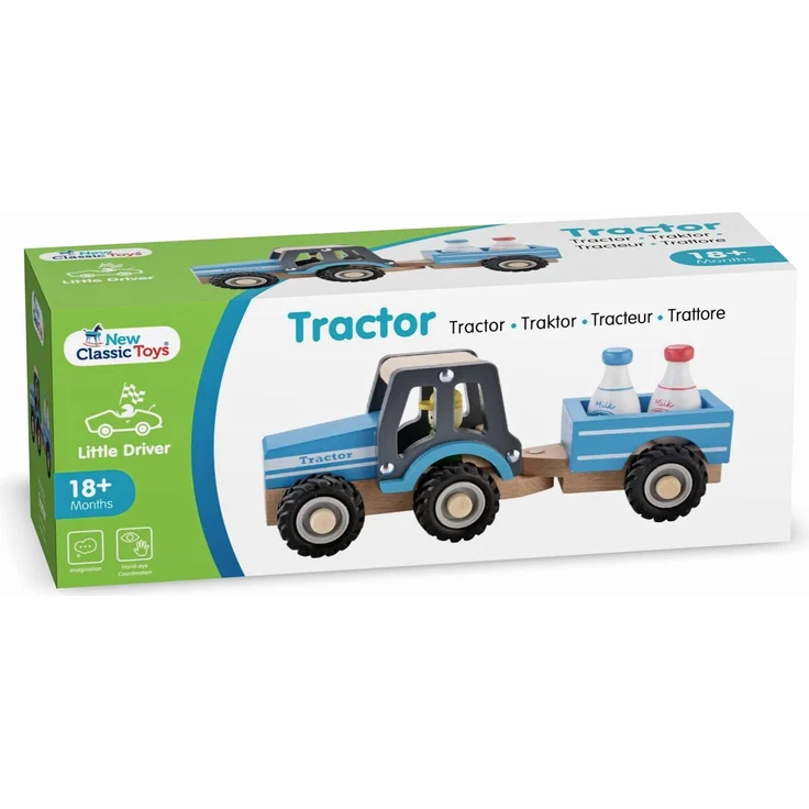 traktor Little Driver24 cm Holz blau 4-teilig – Bild 6