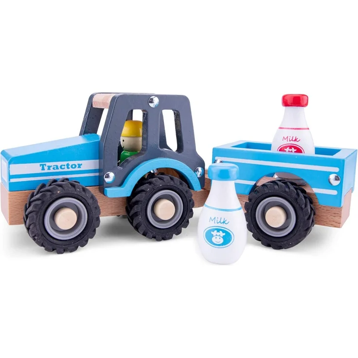 traktor Little Driver24 cm Holz blau 4-teilig – Bild 5