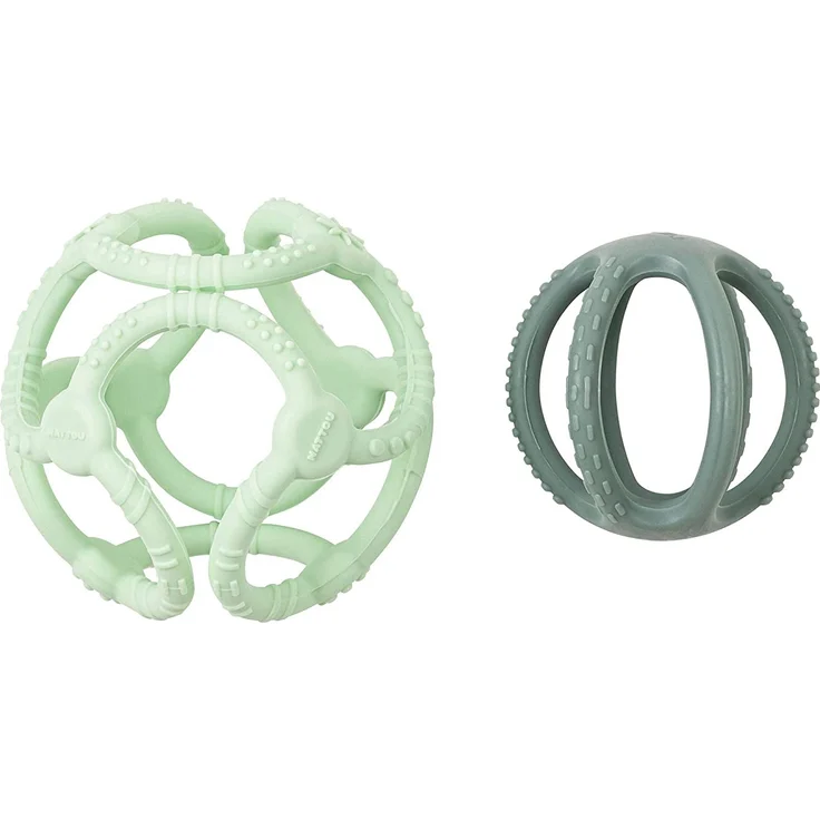 Nattou Silikonbälle 2er Set, Zum Greifen und Beißen, BPA-frei, Ø 10 cm + 7 cm, Silicon, Mintgrün/Grasgrün - Preisvergleich – Bild 2