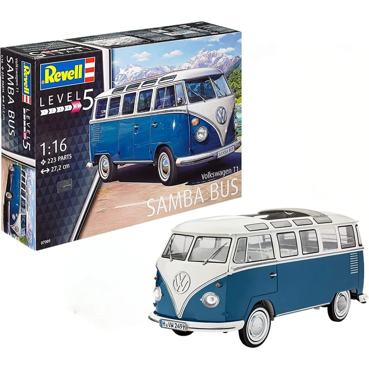 Revell Modellbausatz Auto 1:16 - Volkswagen VW T1 Bulli Samba Bus im Maßstab 1:16, Level 5, originalgetreue Nachbildung mit vielen Details, VW Bus, 07009 – Bild 1