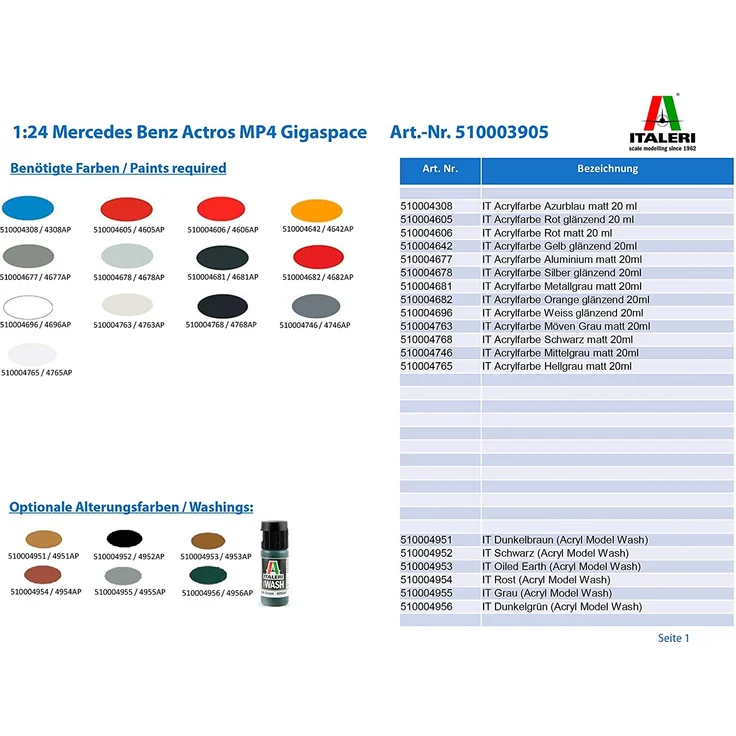 Italeri 3905 1:24 Mercedes Benz Actros MP4 Gigaspace – Bild 2