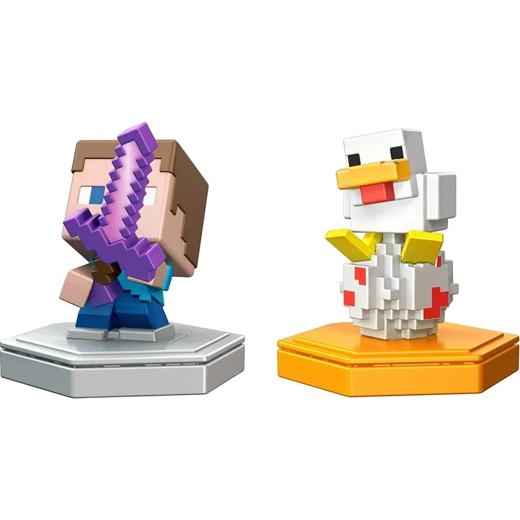 Mattel Minecraft GKT42 - Earth Boost Minifigur "Steve + Huhn" 2er-Pack mit NFC-Chip für das Augmented-Reality-Spiel „Earth“ für mobile Geräte, Spielzeug für Mädchen und Jungen ab 6 Jahren – Bild 2