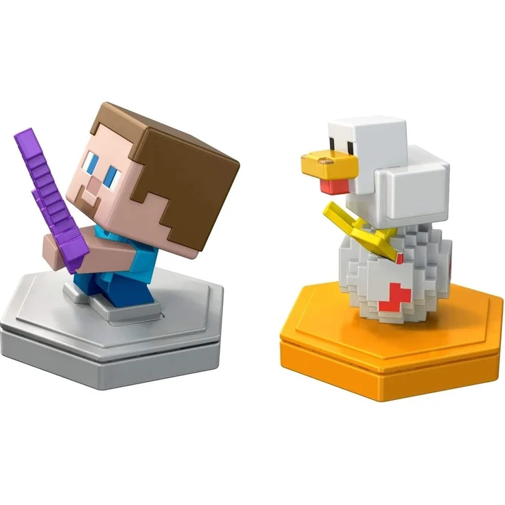 Mattel Minecraft GKT42 - Earth Boost Minifigur "Steve + Huhn" 2er-Pack mit NFC-Chip für das Augmented-Reality-Spiel „Earth“ für mobile Geräte, Spielzeug für Mädchen und Jungen ab 6 Jahren – Bild 3
