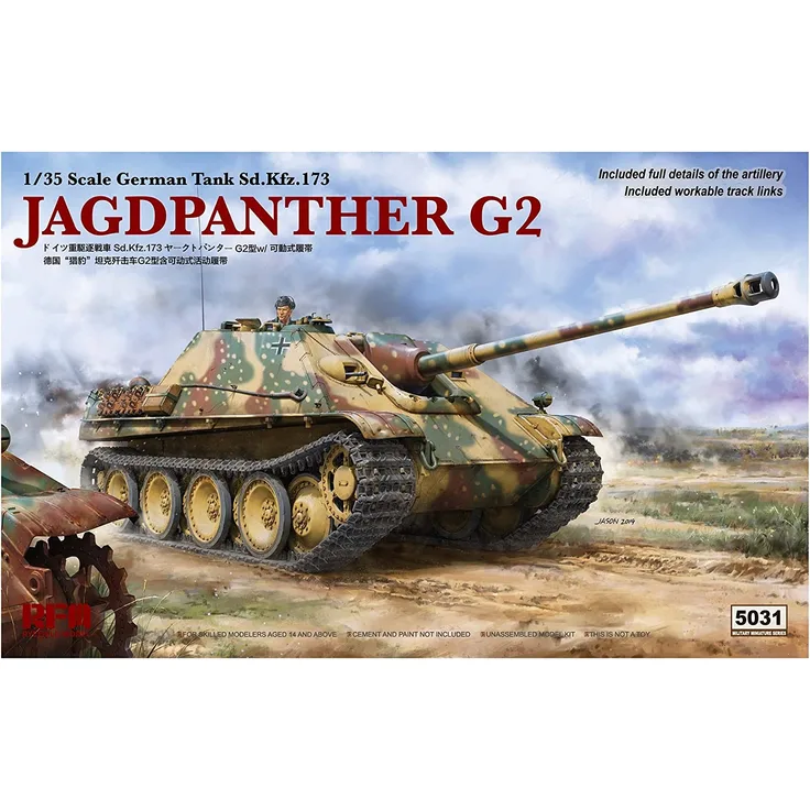 Rye Field Model RM-5031 JAGDPANTHER G2 W/ WORKABLE TRACK LINKS & RM-5005 & RM5008 & RM5015 & RM5028