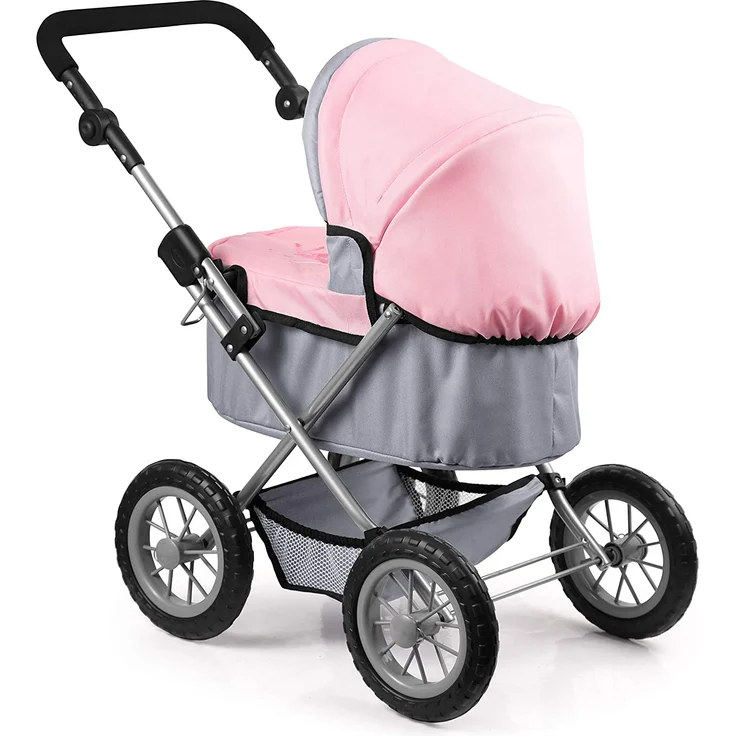 Bayer Design 1300800 Puppenwagen Trendy, höhenverstellbar, zusammenklappbar, mit Umhängetasche, grau/rosa – Bild 6