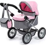 Bayer Design 1300800 Puppenwagen Trendy, höhenverstellbar, zusammenklappbar, mit Umhängetasche, grau/rosa