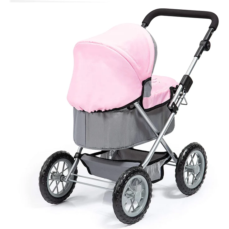 Bayer Design 1300800 Puppenwagen Trendy, höhenverstellbar, zusammenklappbar, mit Umhängetasche, grau/rosa – Bild 5