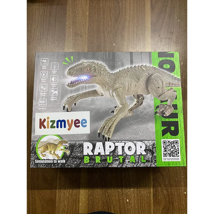 Kizmyee Dinosaurier Spielzeug，Dinosaurier Ferngesteuert für Kinder Realistisches Velociraptor mit Gehen，Brüllen，Leuchtenden Augen und Kopfschütteln Kleinkinder Jungen Mädchen Geschenkfür – Bild 7