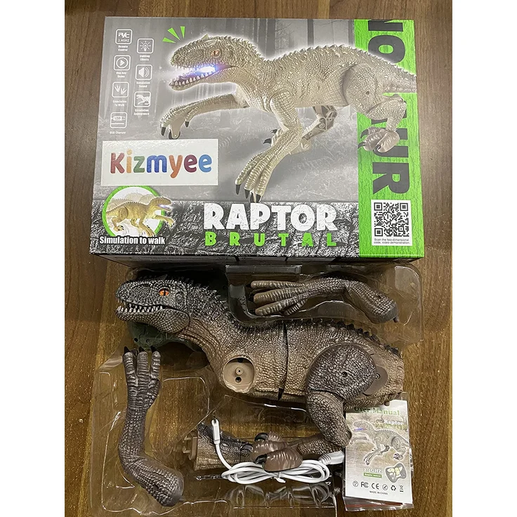 Kizmyee Dinosaurier Spielzeug，Dinosaurier Ferngesteuert für Kinder Realistisches Velociraptor mit Gehen，Brüllen，Leuchtenden Augen und Kopfschütteln Kleinkinder Jungen Mädchen Geschenkfür – Bild 12