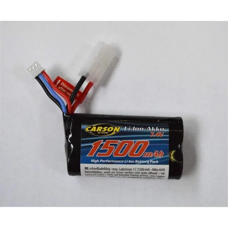 Carson Li-Ion FE-Linie 7,4V 1500mAh, Ersatzakku für RC Fahrzeuge, Zubehör, 500608199