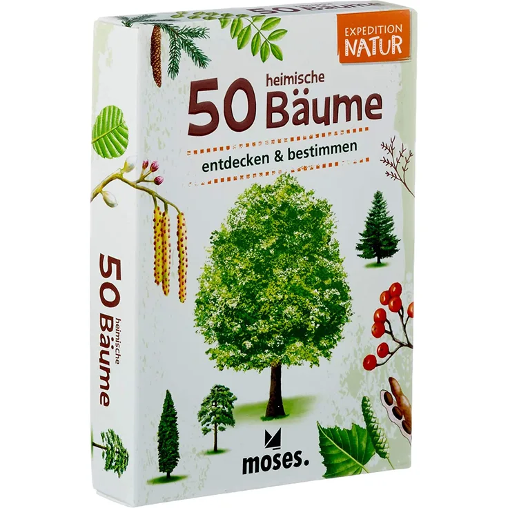 moses. Expedition Natur - 50 heimische Bäume | Bestimmungskarten im Set | Mit spannenden Quizfragen